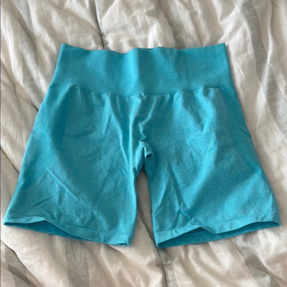 NVGTN Blue High-Waisted Gym Shorts